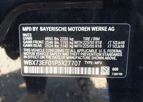 2023 BMW X1 xDrive28I from USA, damaged, VIN WBX73EF01P5X27707